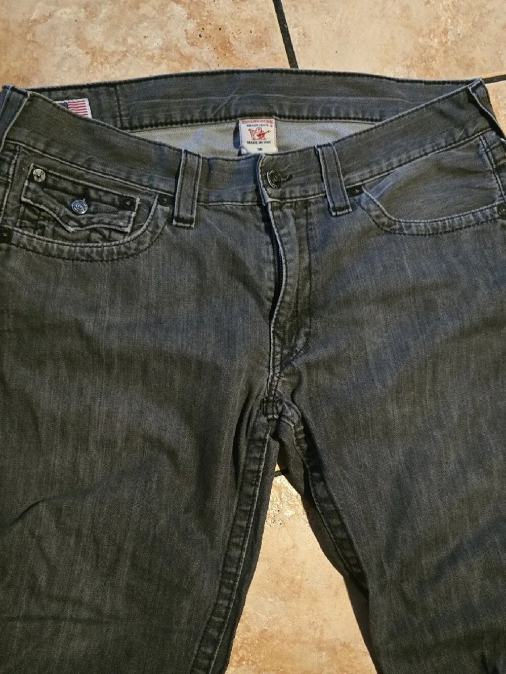 True Religion Men’s Dark Gray Slim Straight Jeans